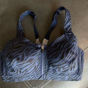 Victoria’s Secret Knockout Sport Bra, Size 36DD, Blue/Black Zebra, Gently Used.